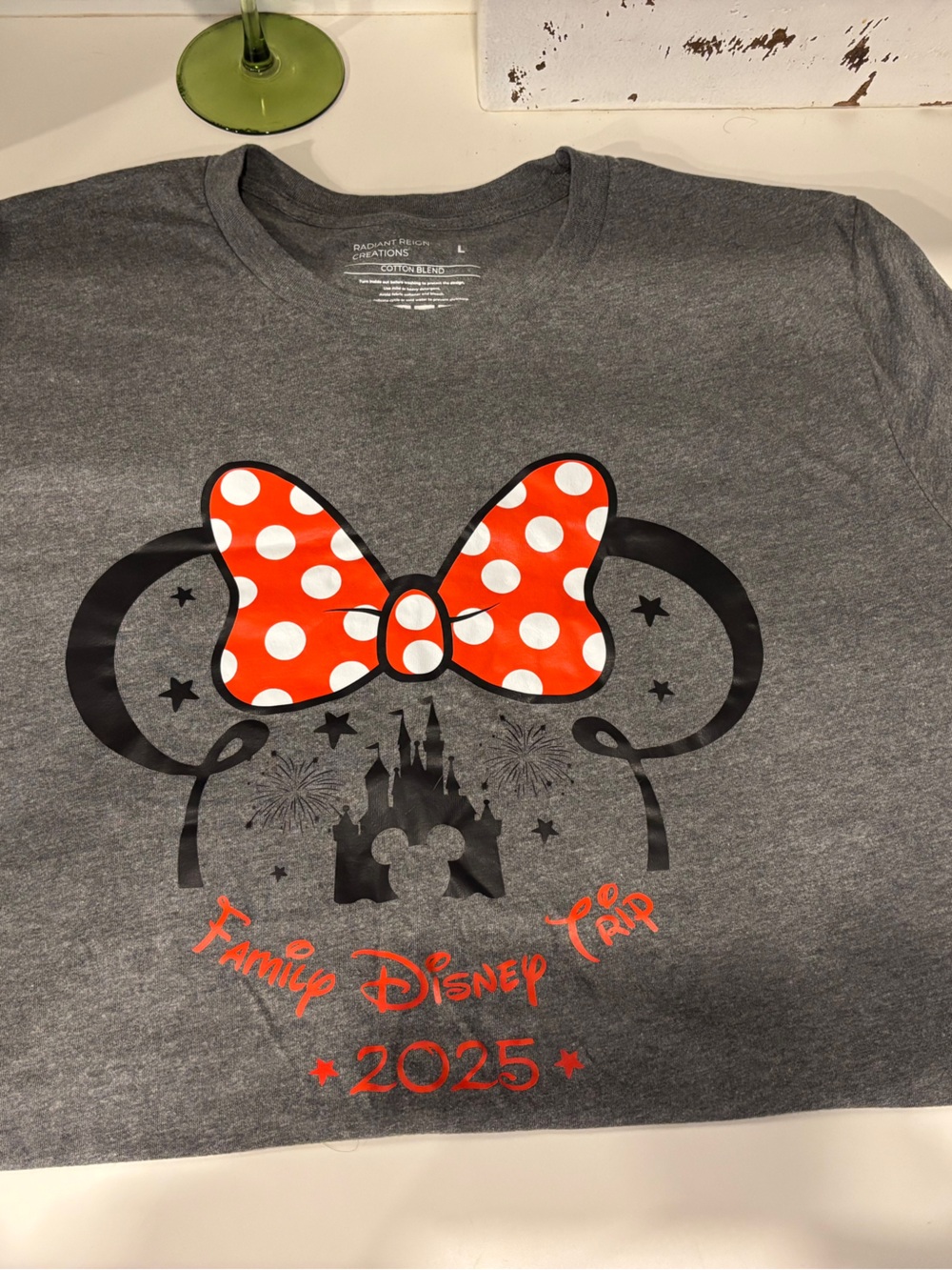 Disney Gray Short-Sleeve Tee with Red Polka Dot Minnie Bow